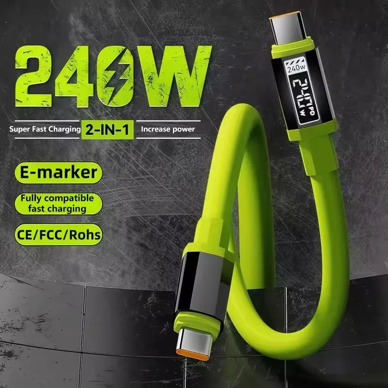 USB-C PD 240W LED Fast Charging Cable 6A – Multi-Device