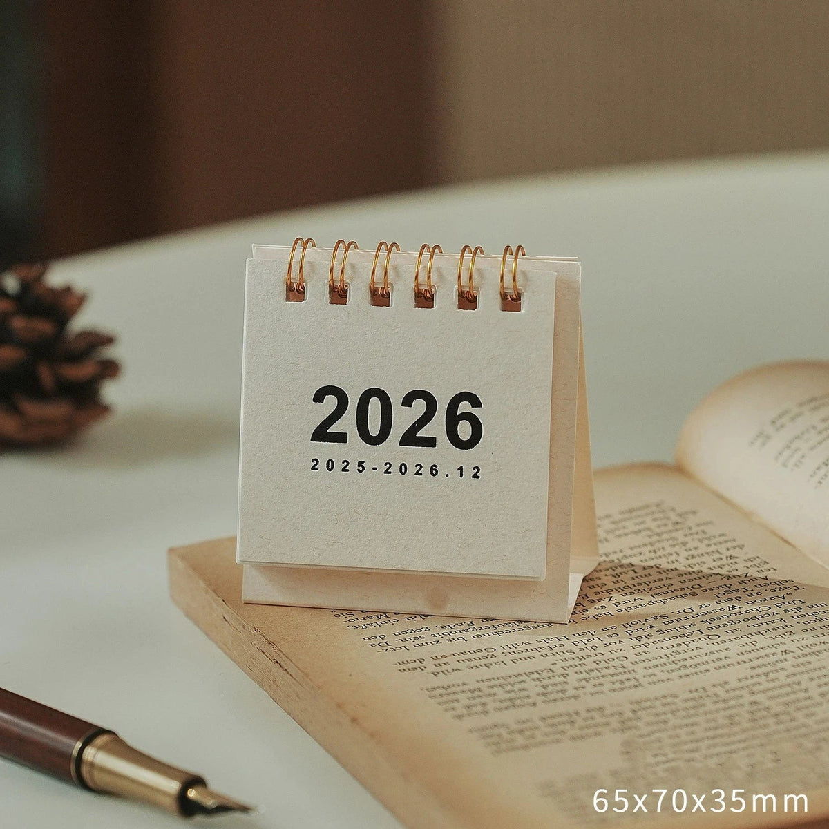 2026 Retro Mini Scroll Desk Calendar | Desktop Planner Decor