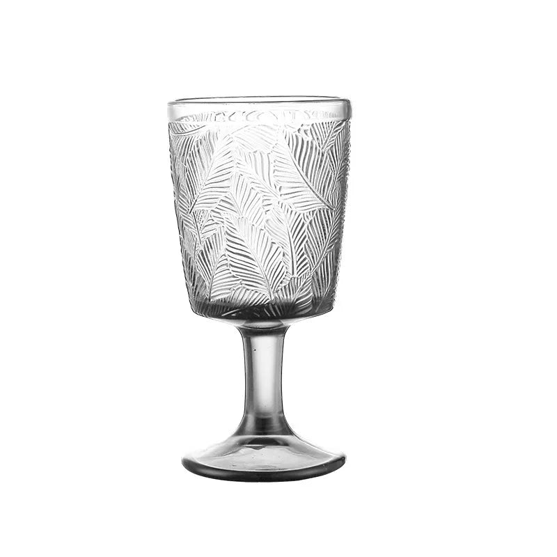 French Retro Leaf Relief High-Footed Wine & Champagne Glass