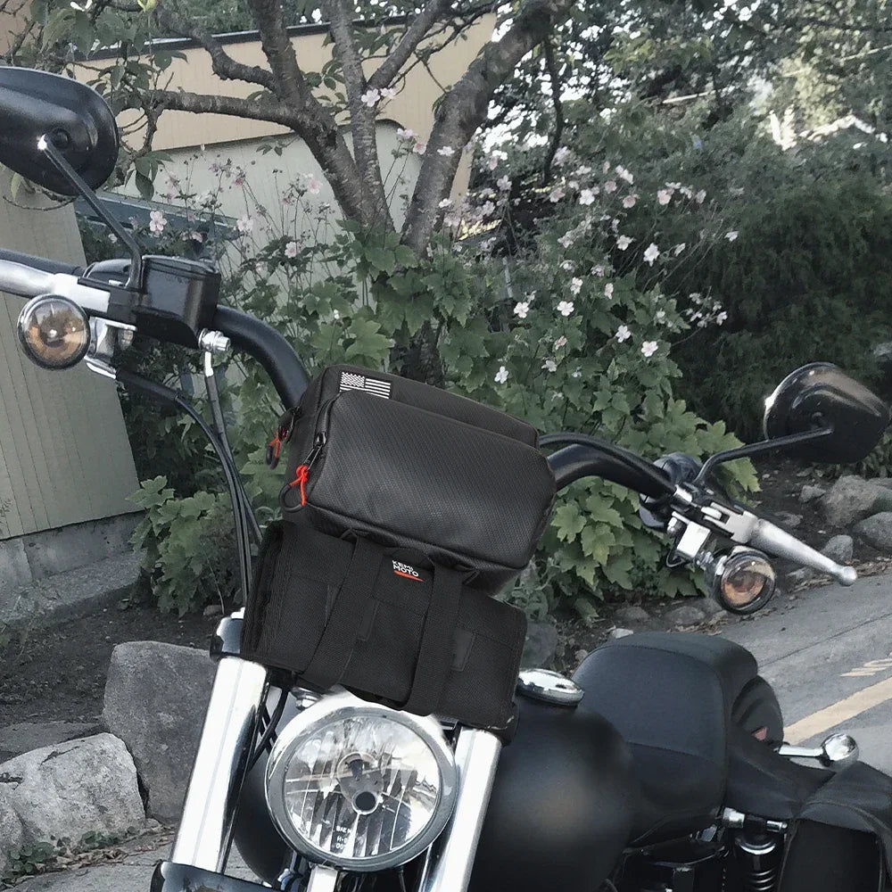 KEMIMOTO Motorcycle Handlebar Bag – Universal Fork & Sissy Bar