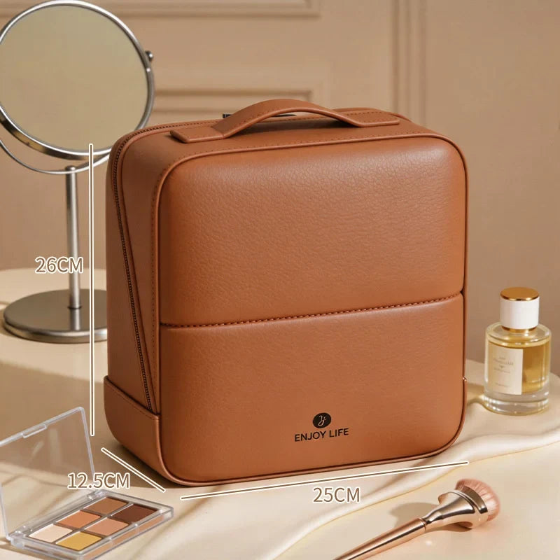 Standing PU Leather Makeup Brush Bag | Large Organizer