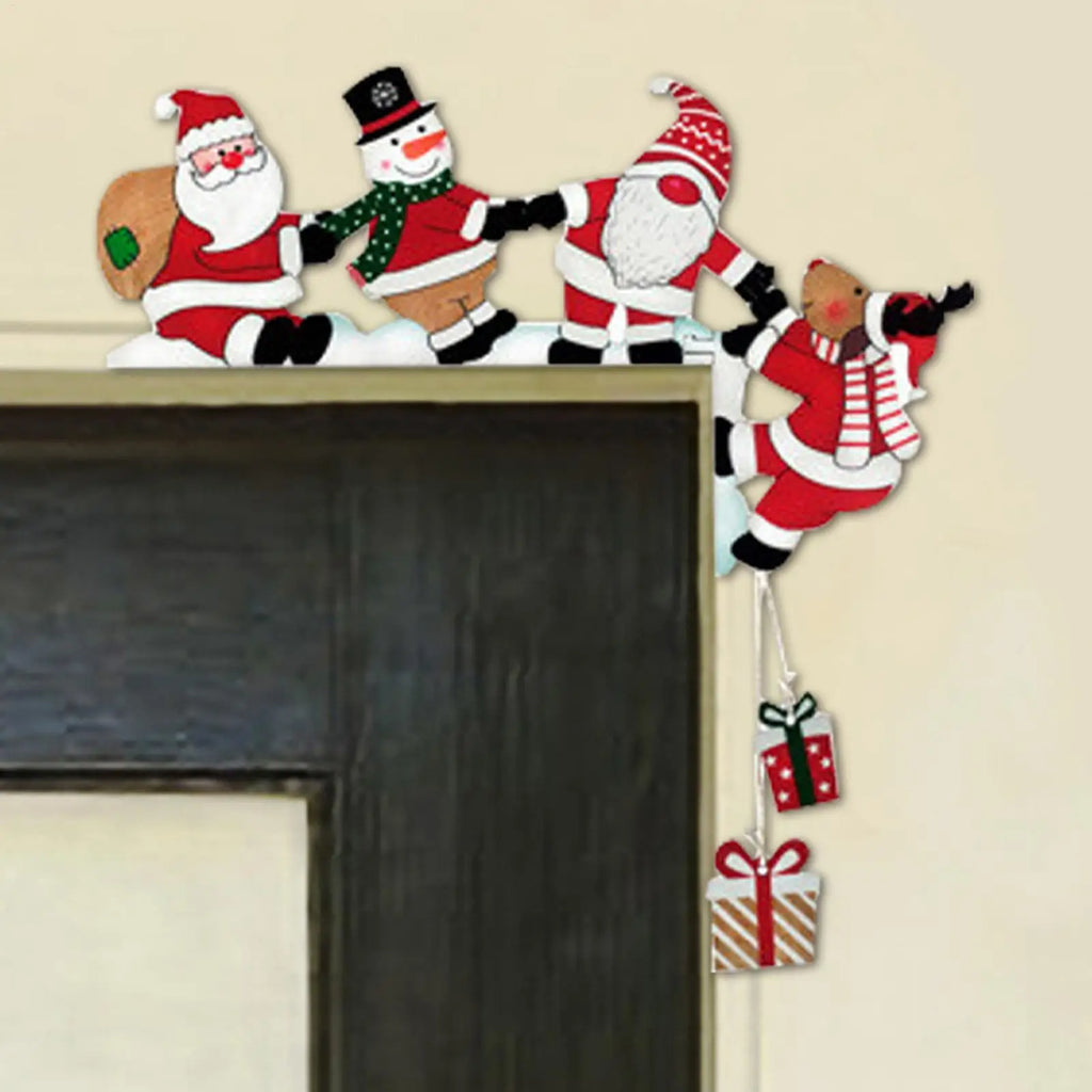 Wooden Christmas Door Frame Decoration – Santa Snowman Elk