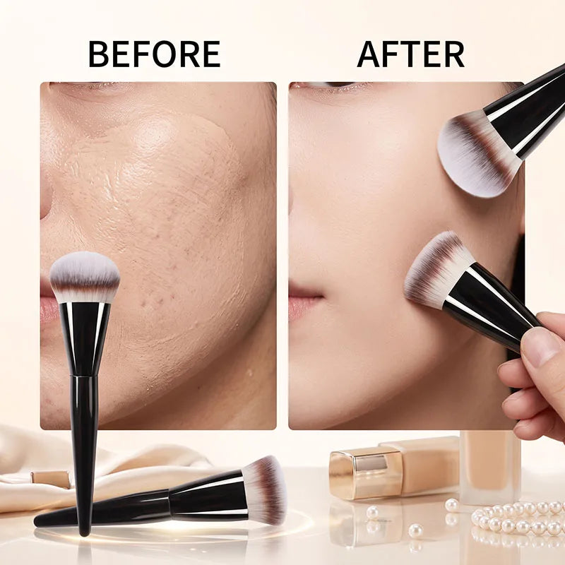 Tongue & Round Head Foundation Brush – Ultra Soft Bristles
