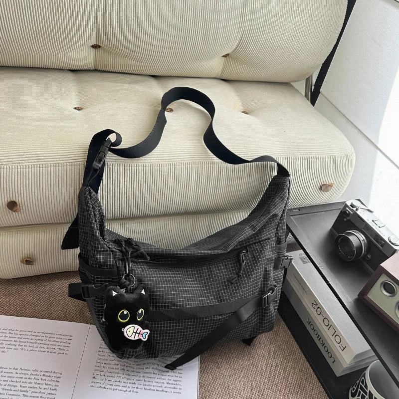 Large-Capacity Unisex Nylon Messenger Crossbody Bag