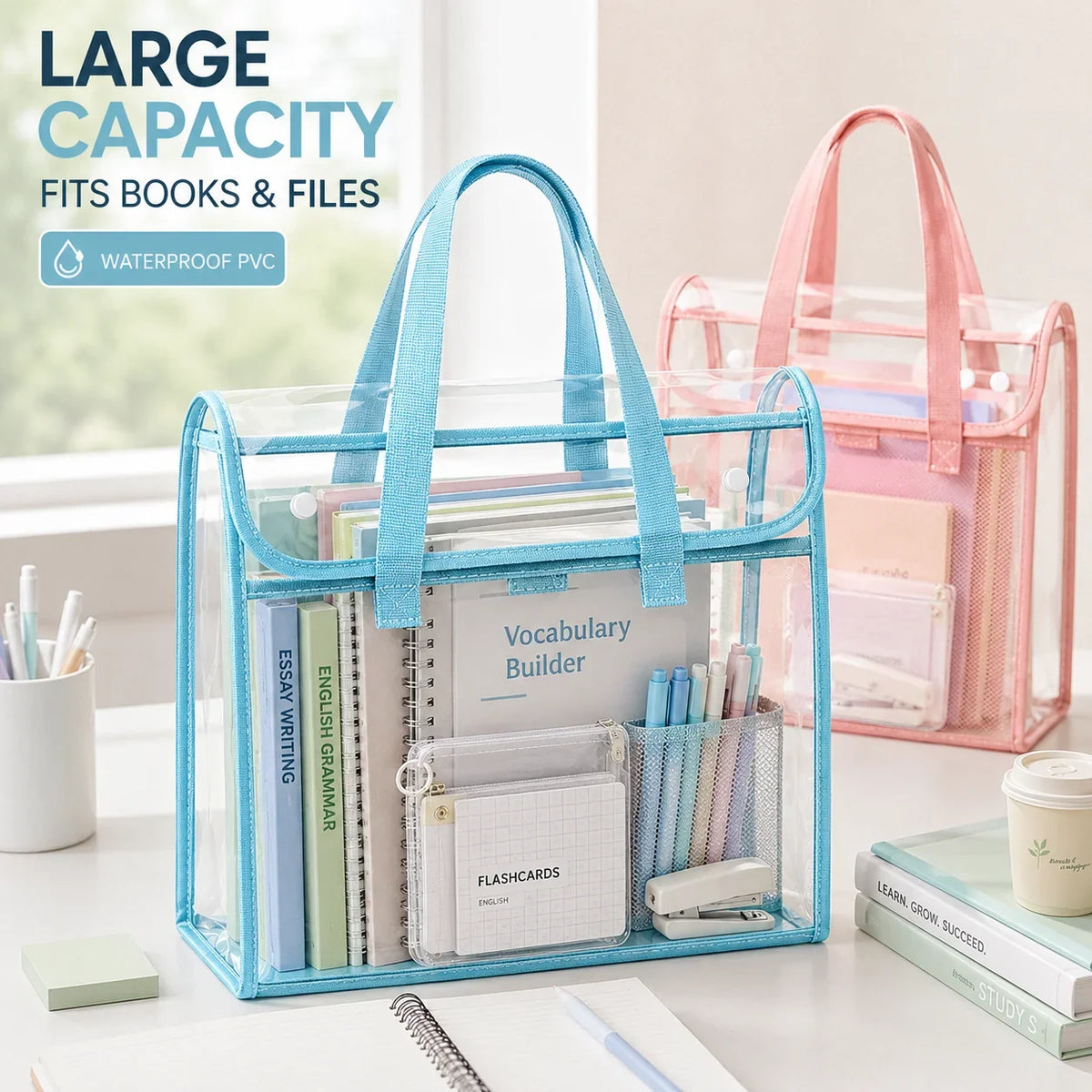 Waterproof Transparent Organizer Bag – Large Capacity PVC Tote
