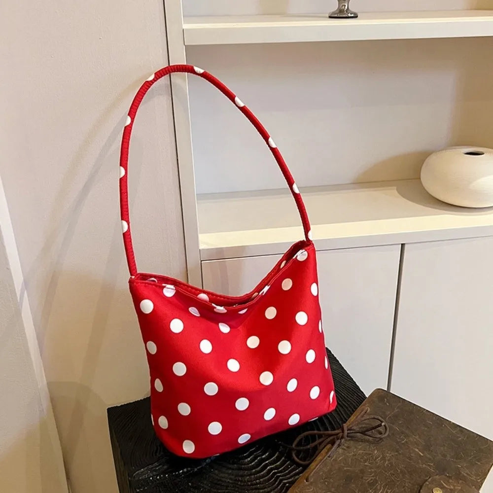 Women's Polka Dot Shoulder Bag – Water-Resistant Oxford Tote