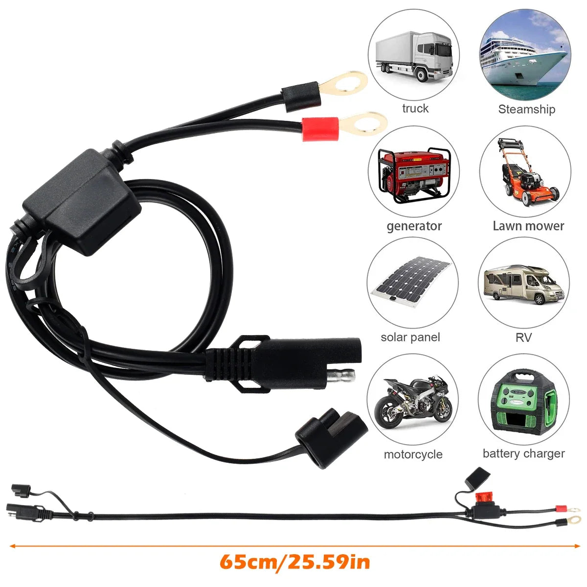 SAE to Ring Terminal Quick Disconnect Battery Charger Cable