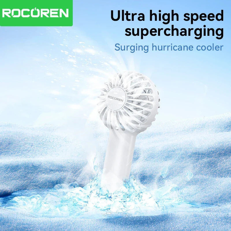 Rocoren Mini Portable USB Rechargeable Handheld Fan with Base