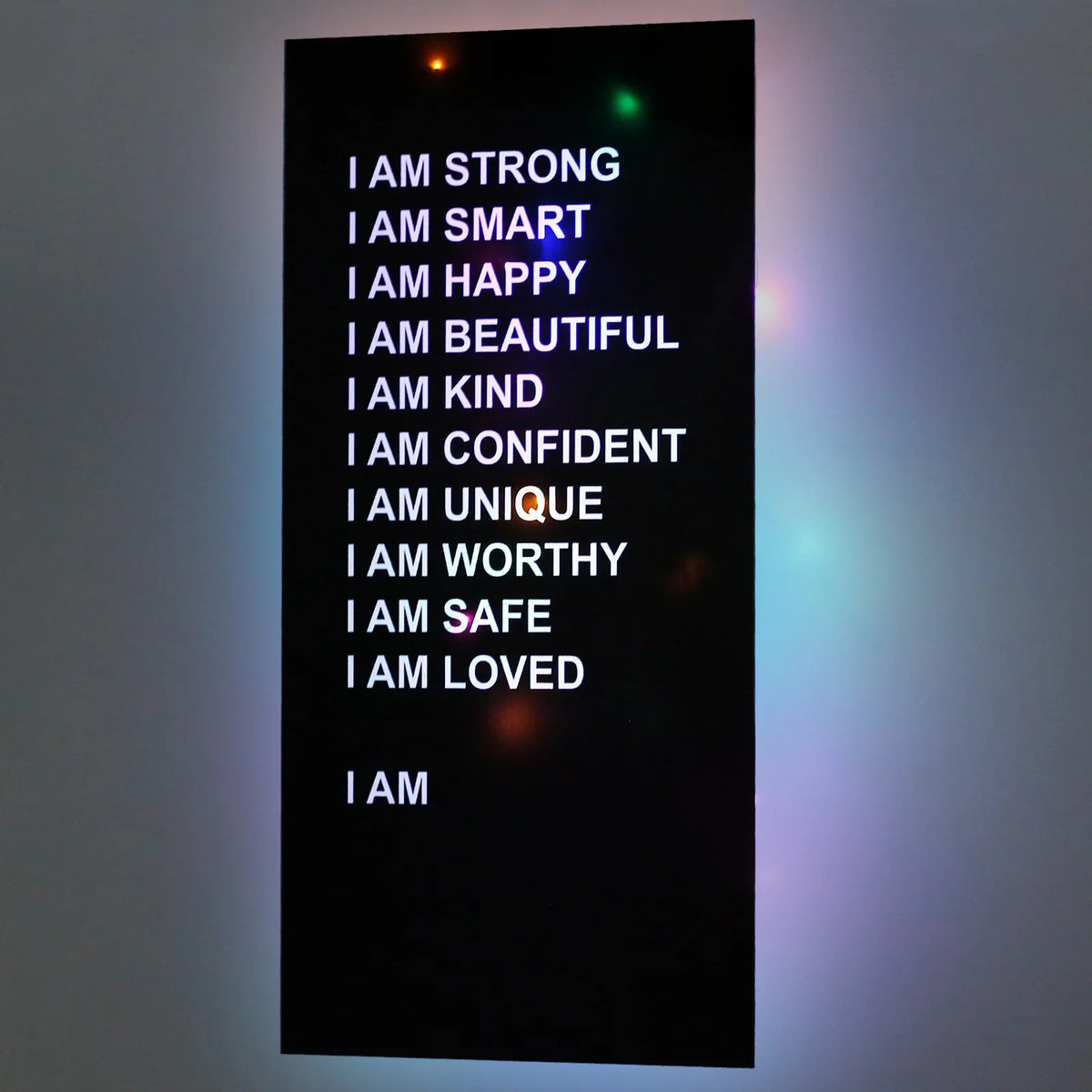 Affirmations Mirror with Colorful LED String Lights | Acrylic