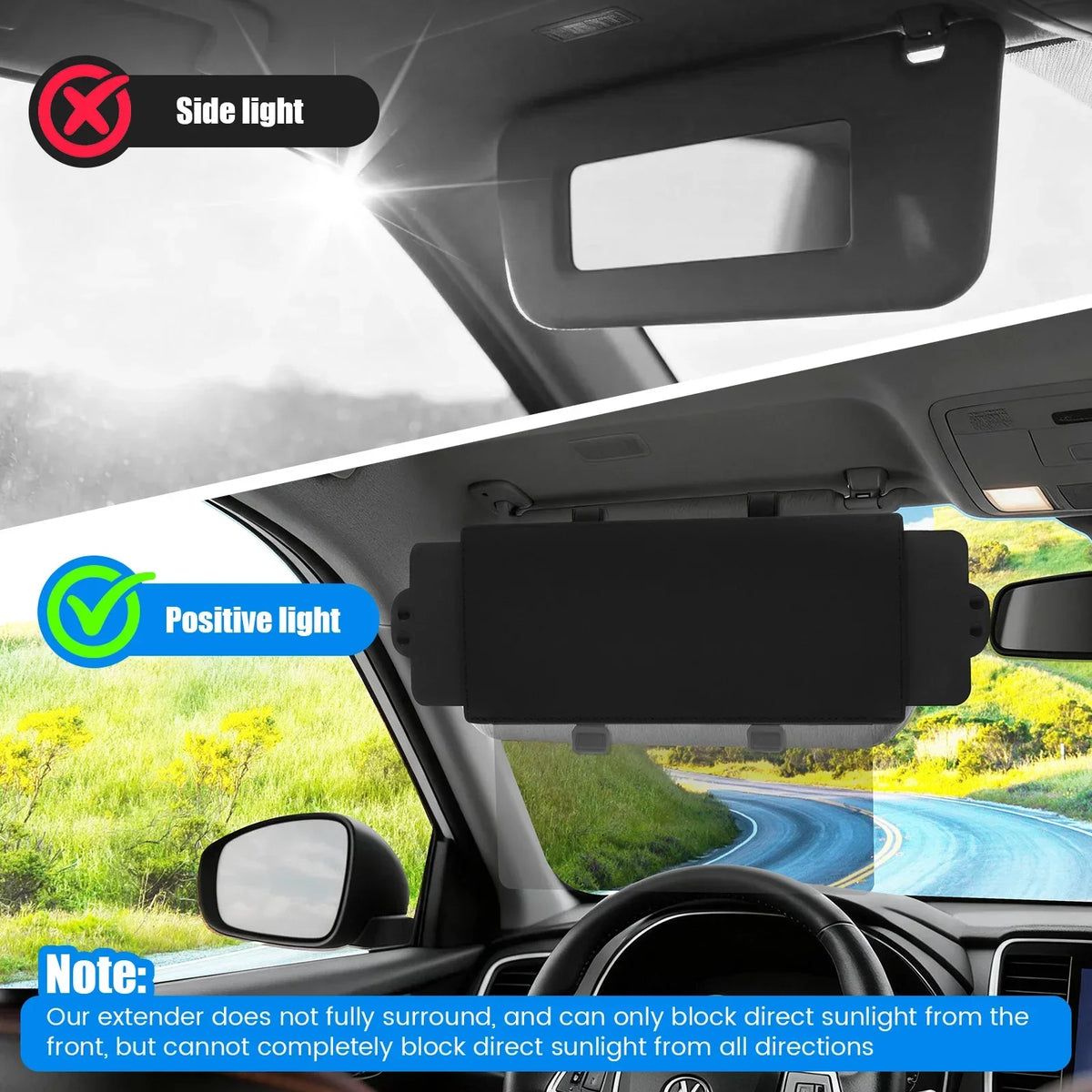 Universal Car Sun Visor Extender – Anti-Glare PC Lens