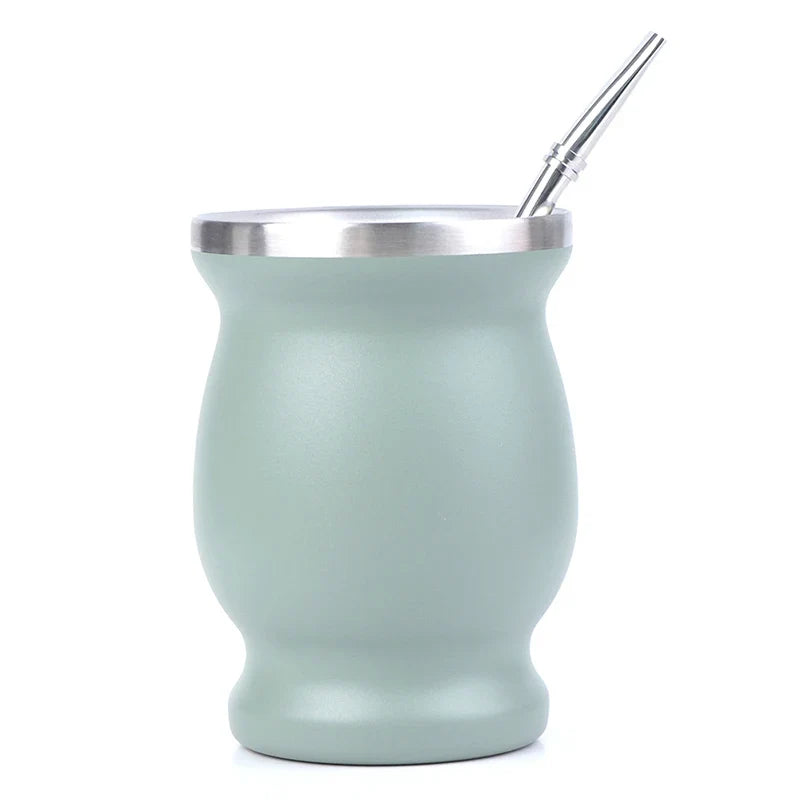 Stainless Steel Yerba Mate Gourd Cup 8oz Set with Bombillas