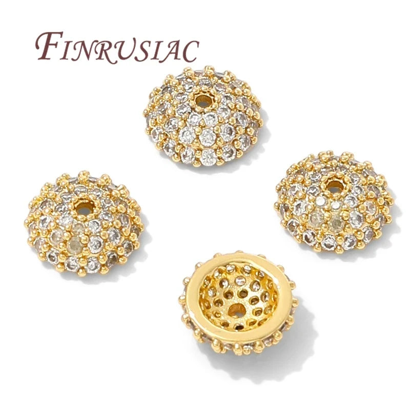 8.5mm Zircon Flower Bead Caps – 18K Gold Plated Brass DIY Jewelry