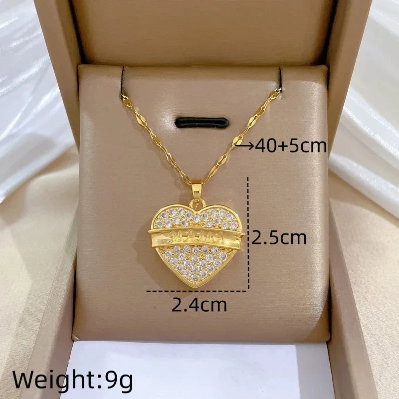 Women's Gold Heart Pendant Necklace – Stainless Steel Choker