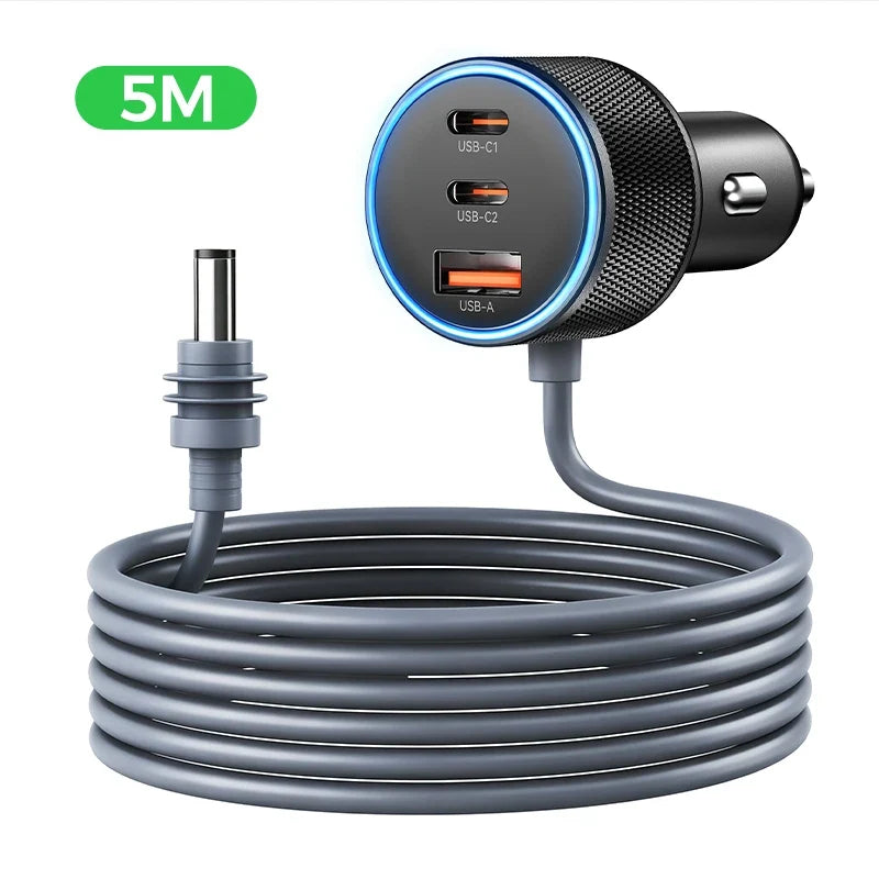 Rocoren 60W 3-Port USB-C Car Charger | PD & QC 4.0 Fast Charge