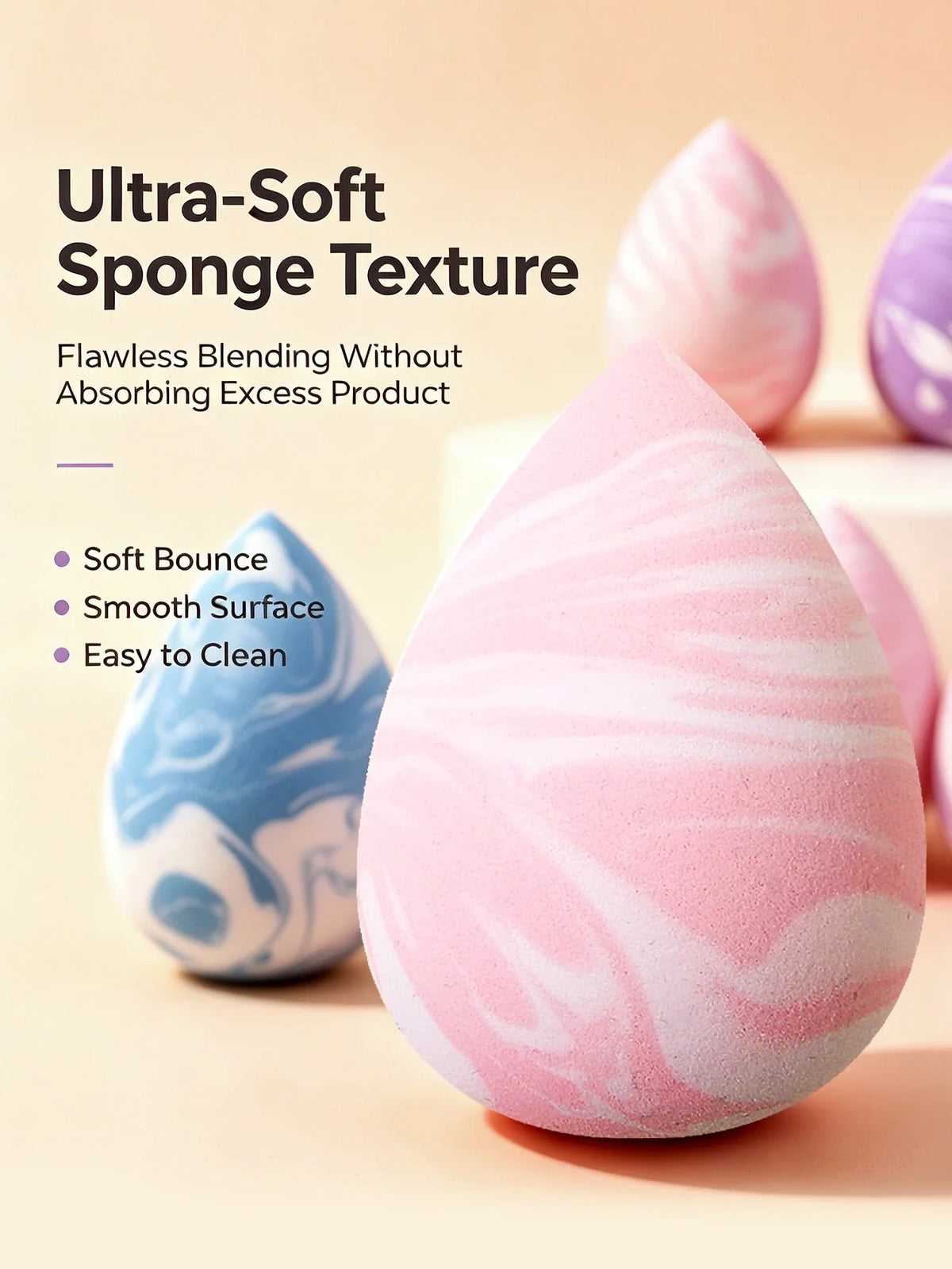 6PCS Latex-Free Makeup Sponges – Wet & Dry Foundation Blending