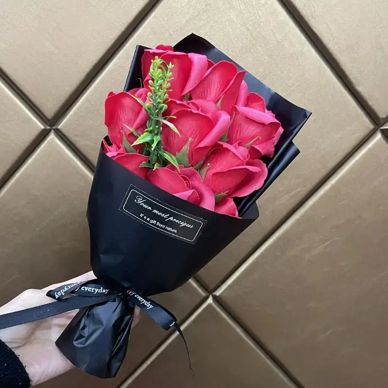 9-Head Soap Rose Bouquet – Artificial Flowers for Home & Gifts