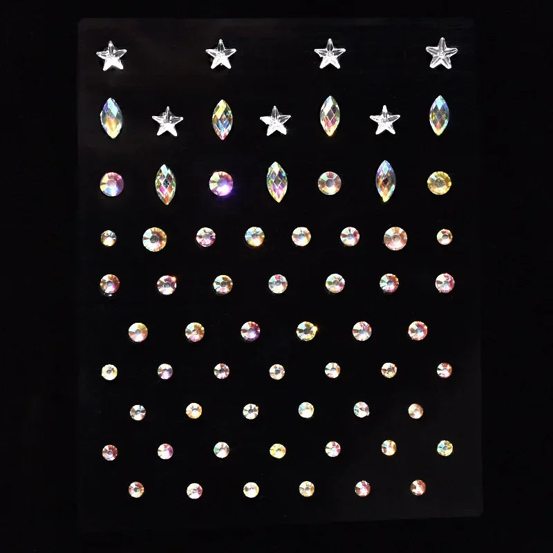 Rhinestone Face & Eye Gem Stickers – 15 Sheets Crystal Body Art