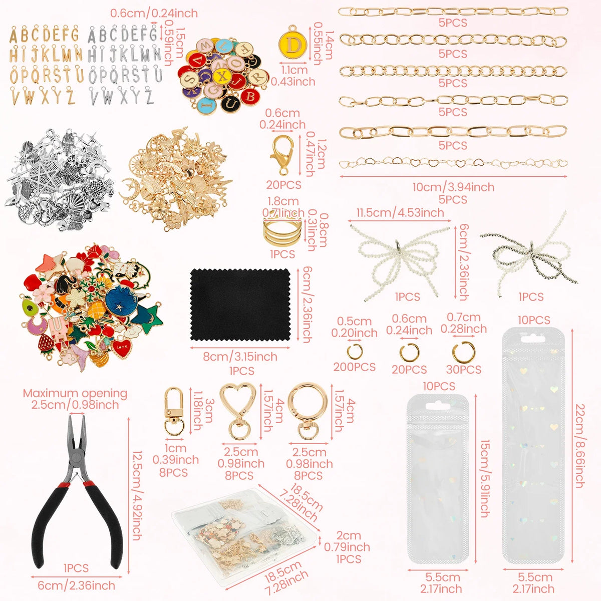 532Pcs DIY Keychain Making Kit – 196 Alloy Charms & Tools