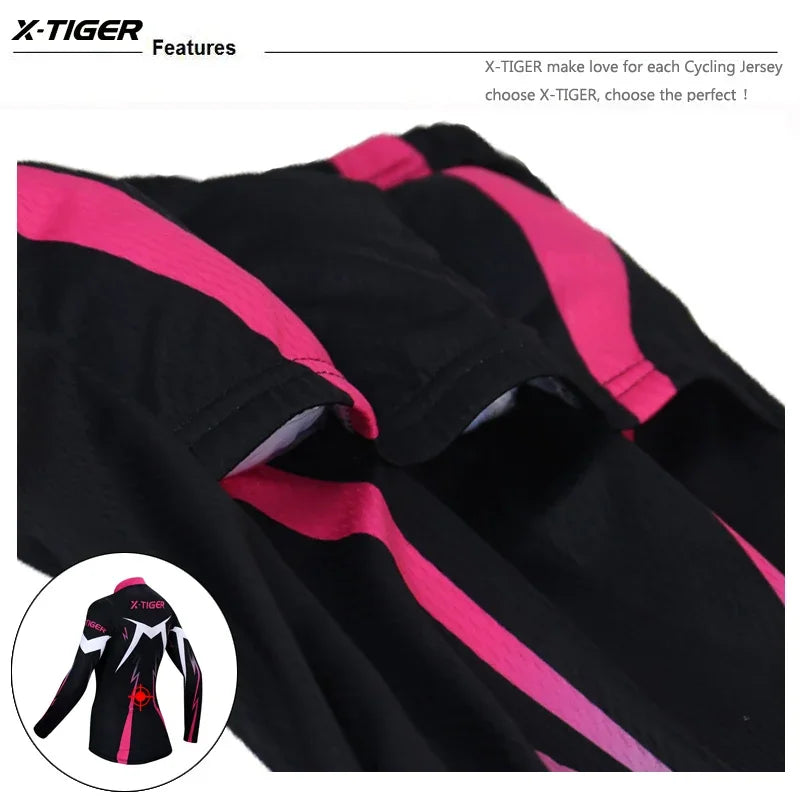 X-Tiger Women's Long Sleeve Pro Cycling Jersey | MTB Bike Top