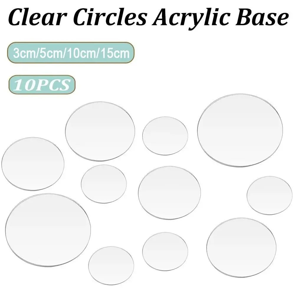 10Pcs Clear Acrylic Round Disc Blanks 2mm – 3 to 15cm Circles