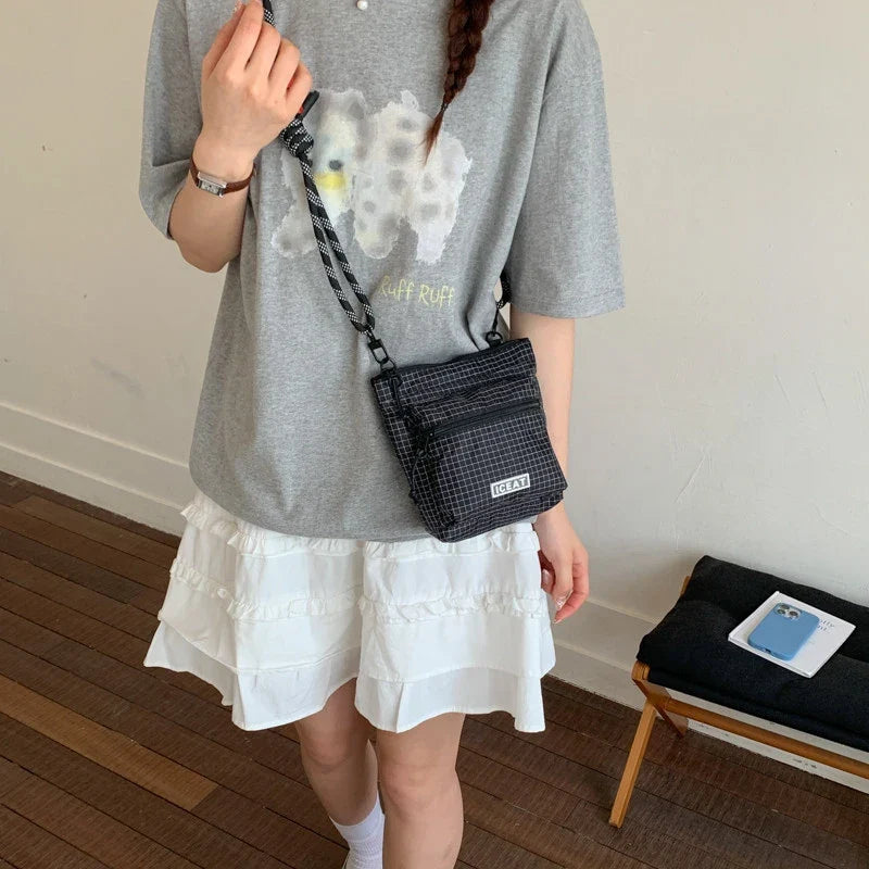 Korean Mini Crossbody Phone Bag | Nylon Casual Commuter Bag
