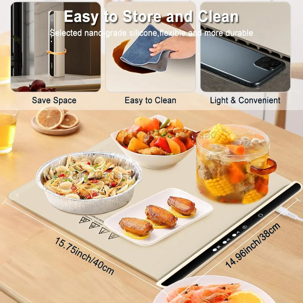 Raugee Foldable Electric Warming Tray | 3-Level Silicone Food Warmer