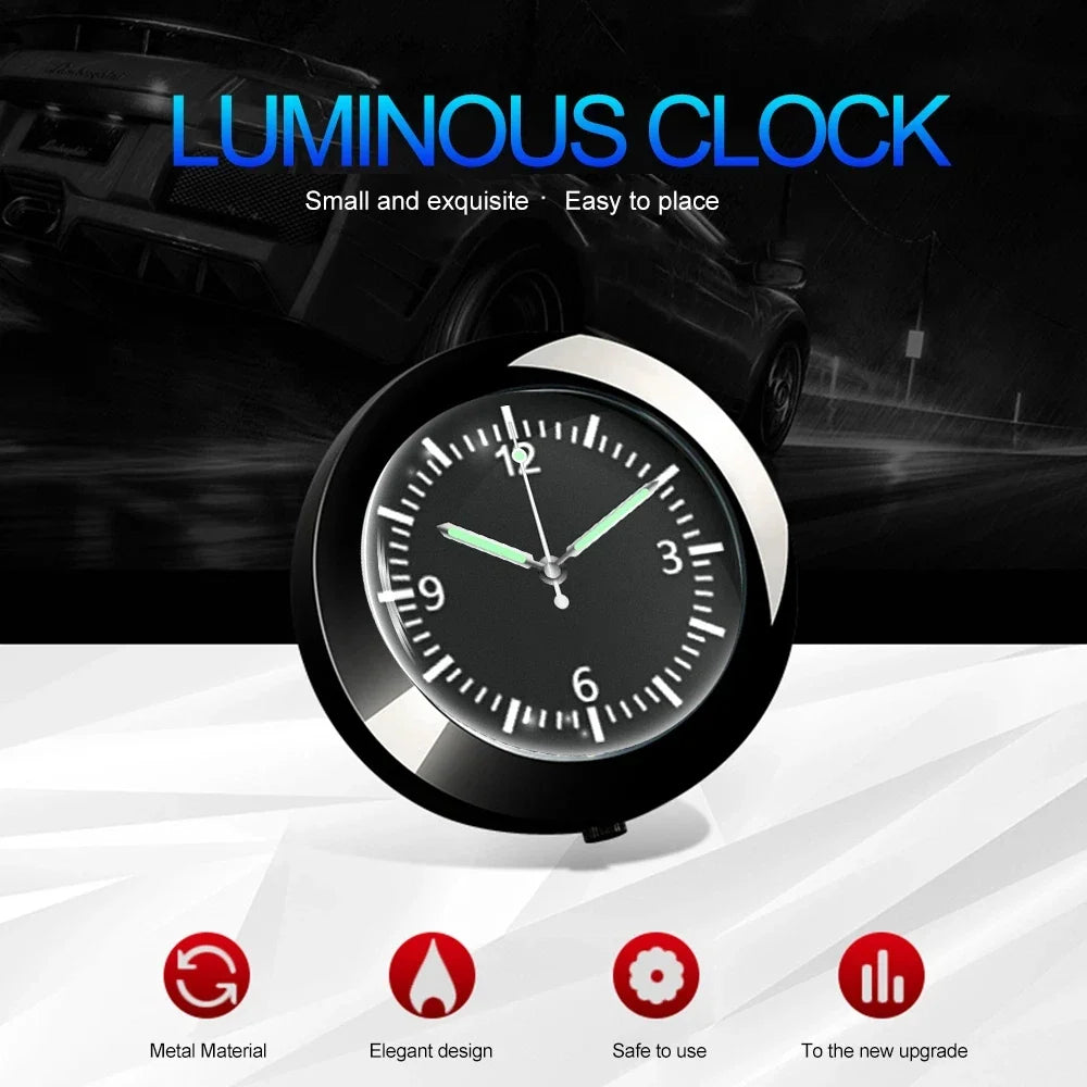 Mini Luminous Quartz Car Dashboard Clock – Stick-On Design