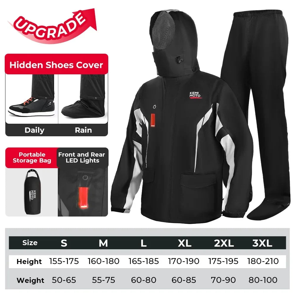 KEMITOUR Motorcycle Raincoat Split Suit – Waterproof Jacket & Pants