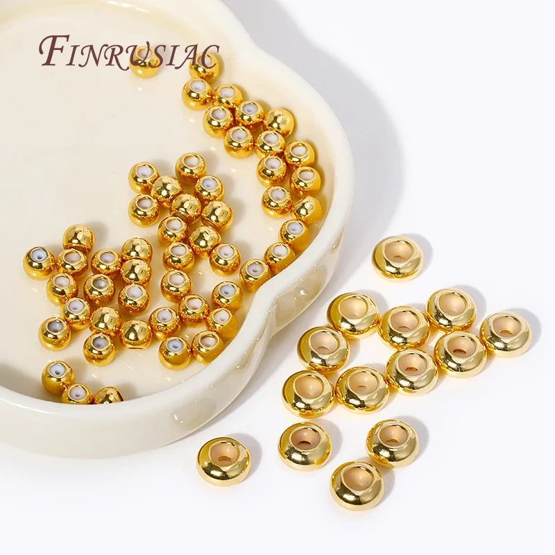 20pcs 18K Gold Plated Brass Rondelle Stopper Beads 3–8mm Silicone