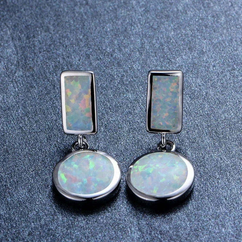 White Simulated Opal Stud Earrings – Trendy Fashion Gift