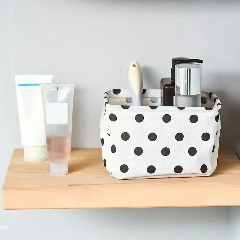 Foldable Canvas Storage Basket with Handle – Cotton & Linen