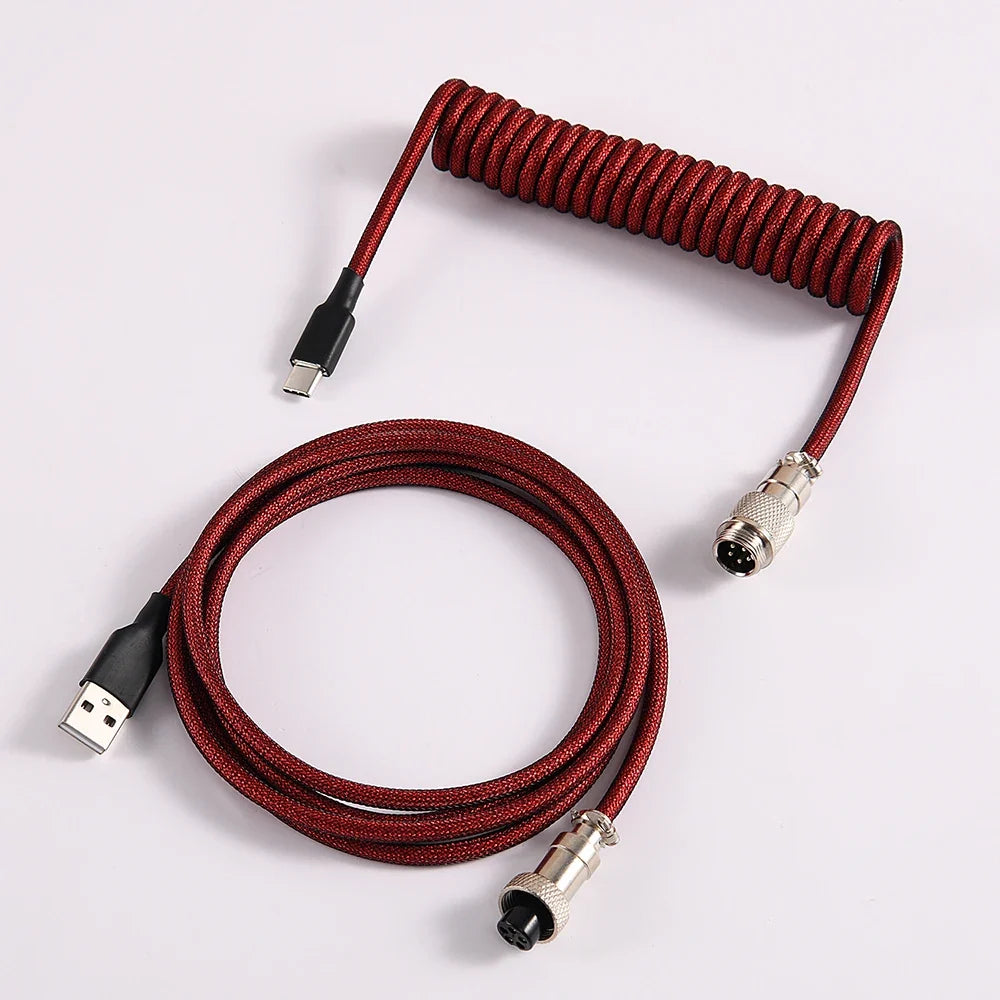 GX12 Aviation Connector USB-C Mechanical Keyboard Cable Spring Wire