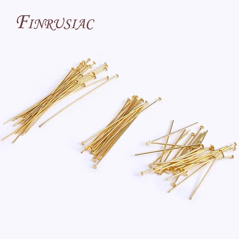 50 Pcs Flat Head Pins – 18K Gold & Silver Plated Jewelry Findings