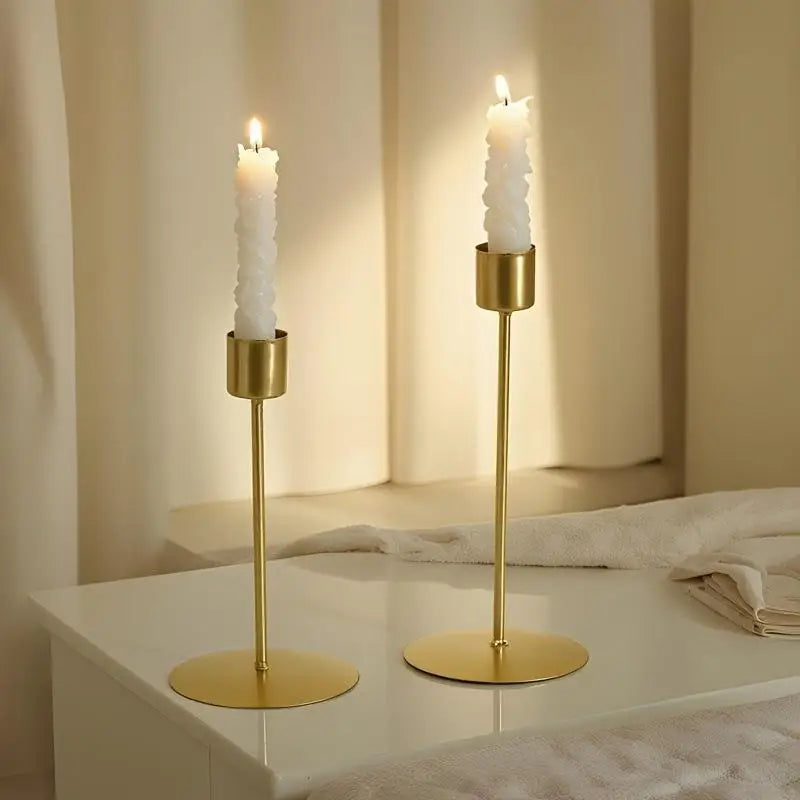 Golden Metal Candle Holder – European Style Wedding & Home Decor
