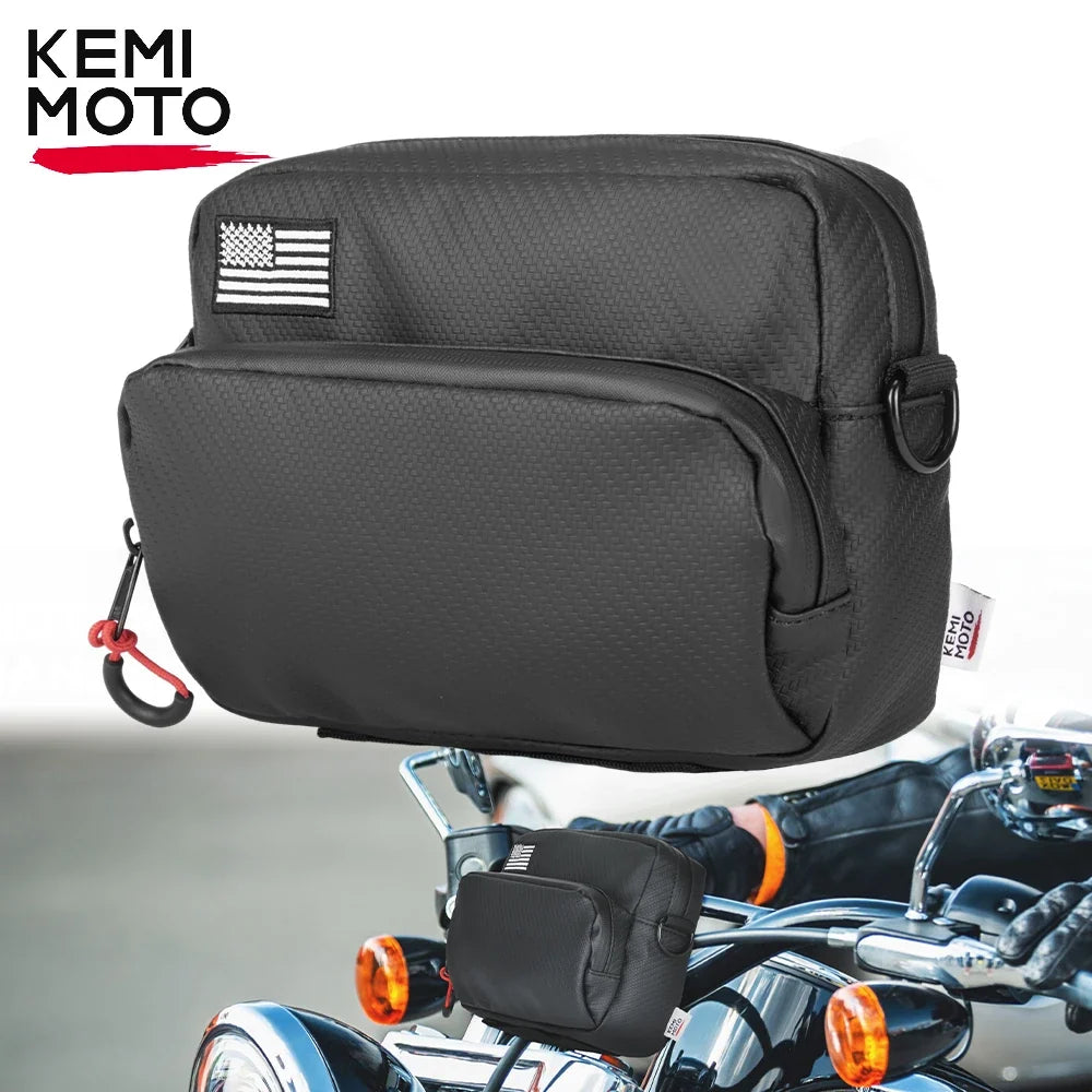 KEMIMOTO Motorcycle Handlebar Bag – Universal Fork & Sissy Bar