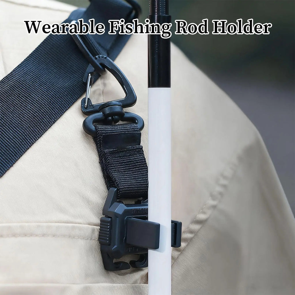 Wearable Fishing Rod Holder Clips with Adjustable Strap