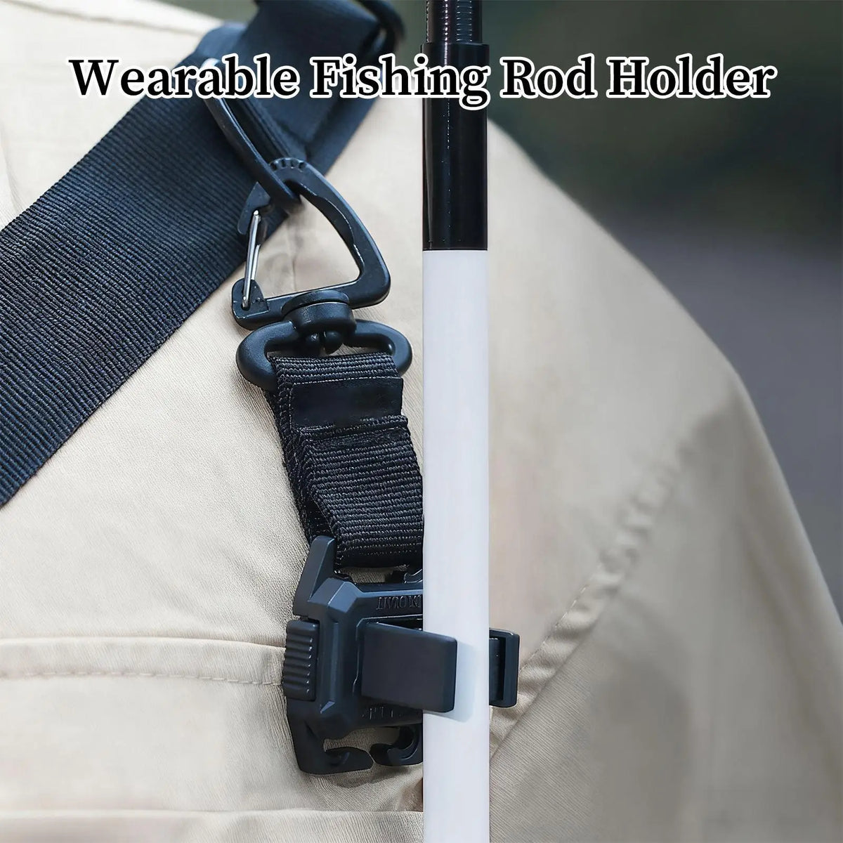 Wearable Fishing Rod Holder Clips with Adjustable Strap