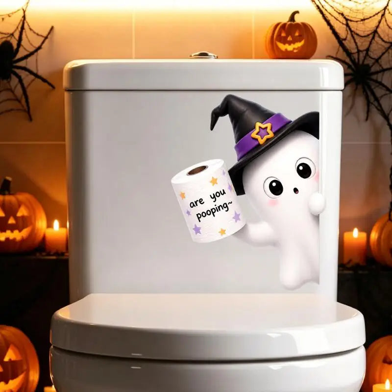 Halloween Toilet Stickers – Waterproof Ghost & Skeleton Decals