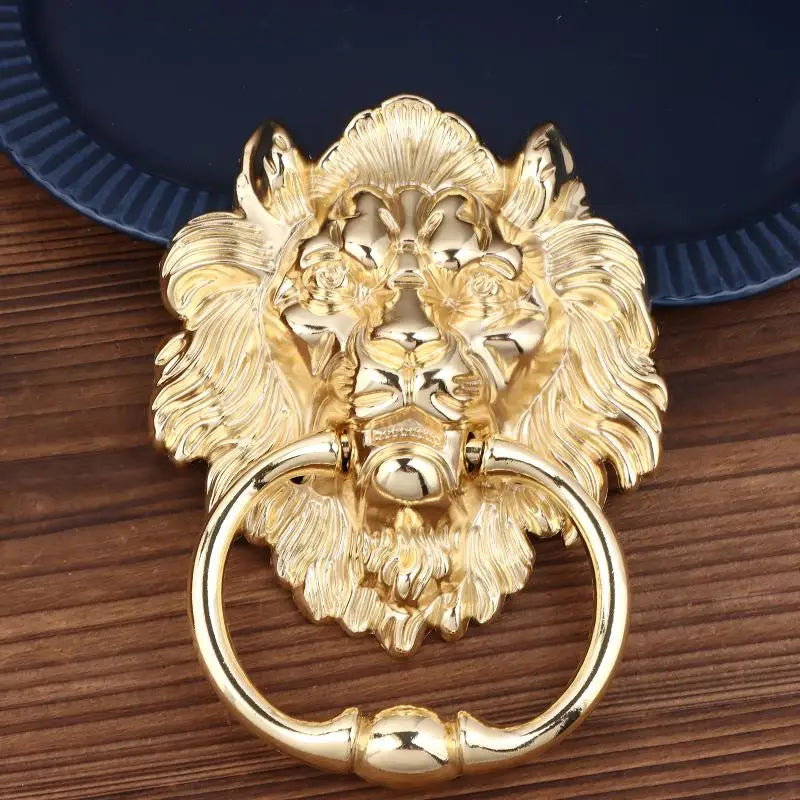 Lion Head Door Knocker Pull Handle – Gold & Silver Zinc Alloy