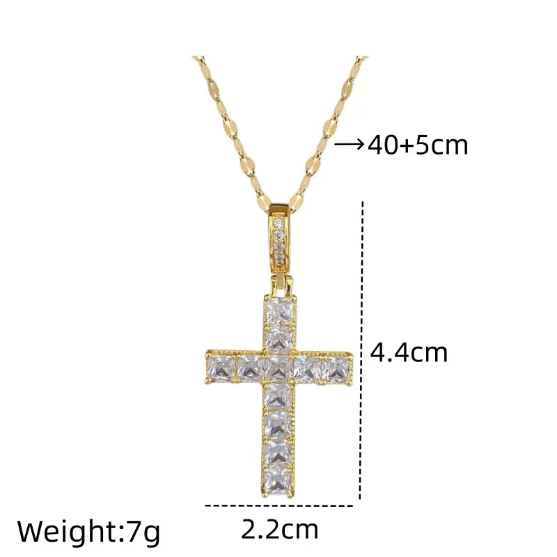 Women's Gold Cross Pendant Necklace – Stainless Steel Choker