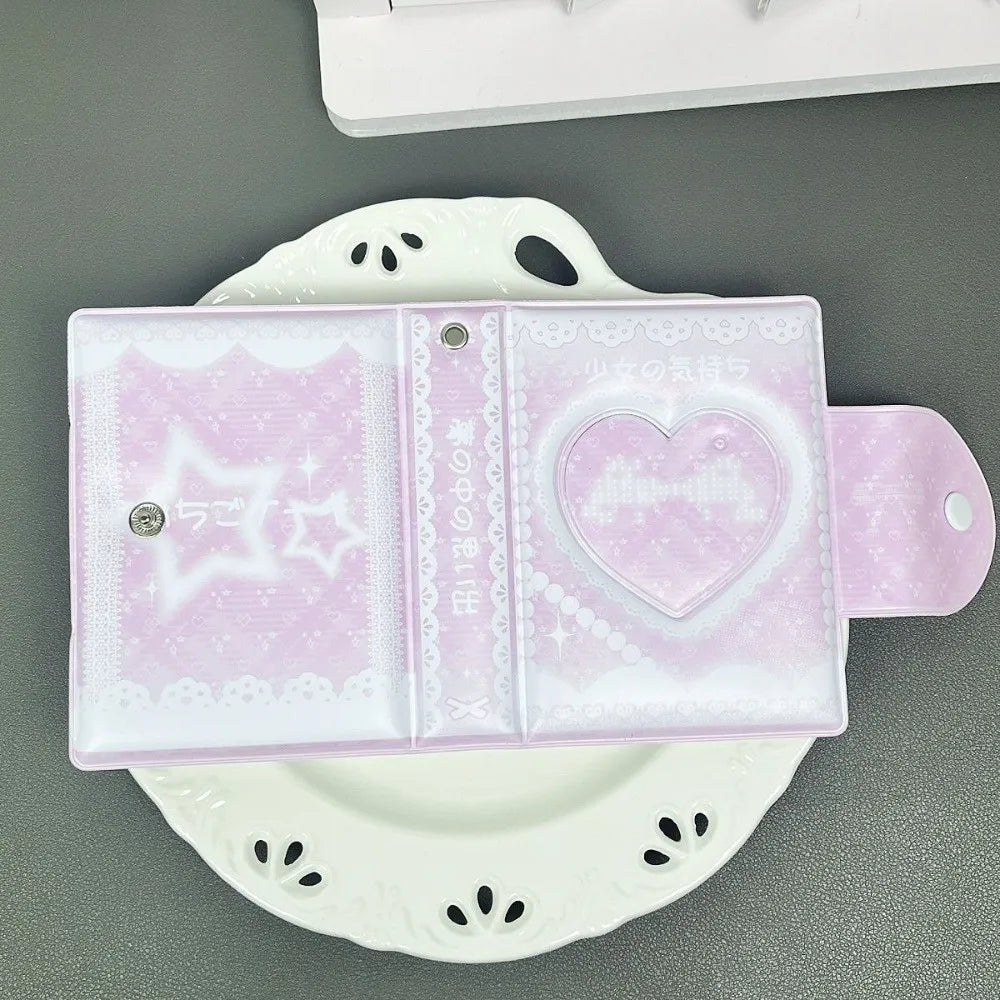 Pink Bow Mini Photocard Binder 3 Inch PVC Card Album 16 Pages
