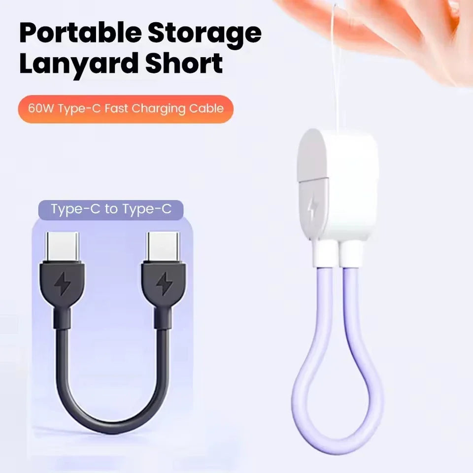 17cm USB-C Keychain Cable – PD 60W Fast Charging, 3A