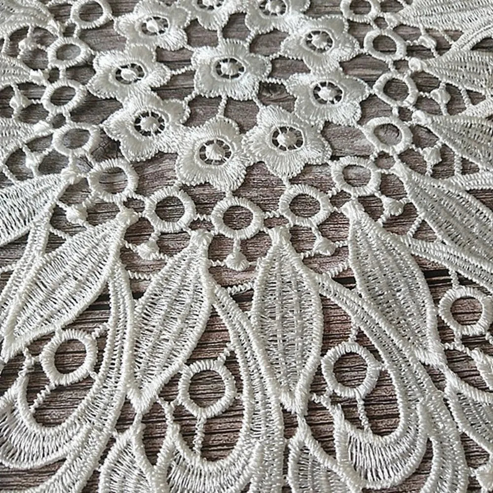 Round White Lace Embroidery Placemat – Floral Hollow Table Mat
