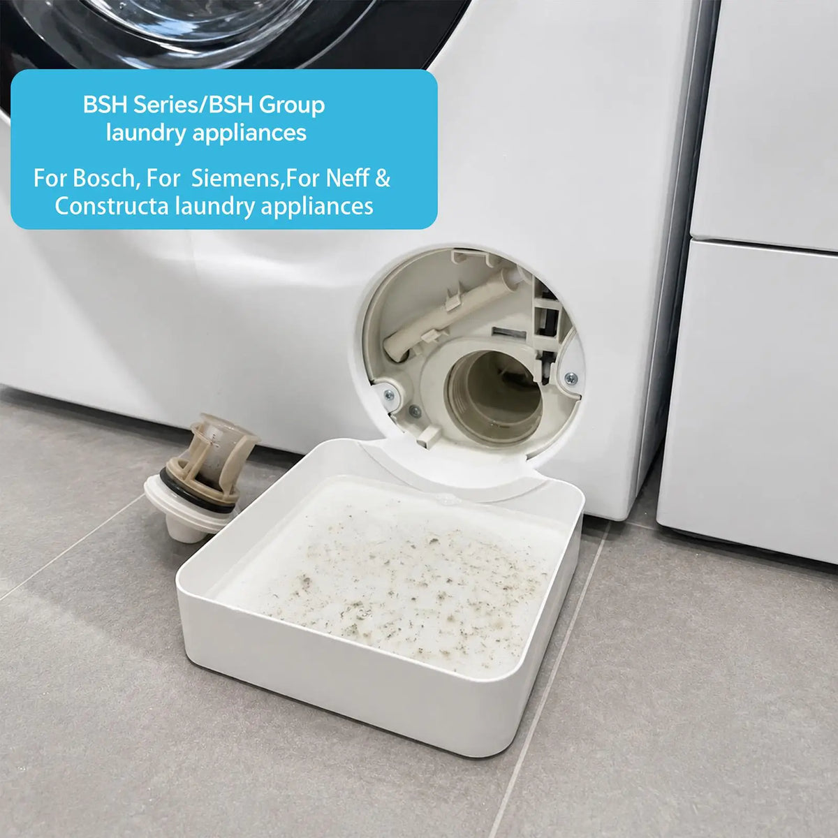 Washer Drain Pan with Lint Filter & Funnel | Front Load Washing Machine
