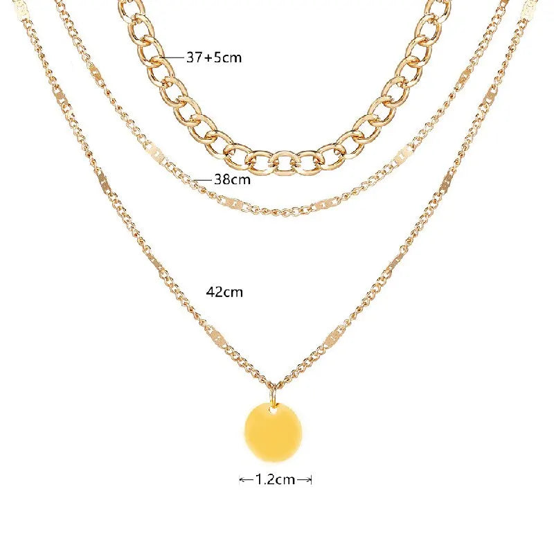2PCS Gold & Silver Multi-Layer Dot Chain Necklace Set