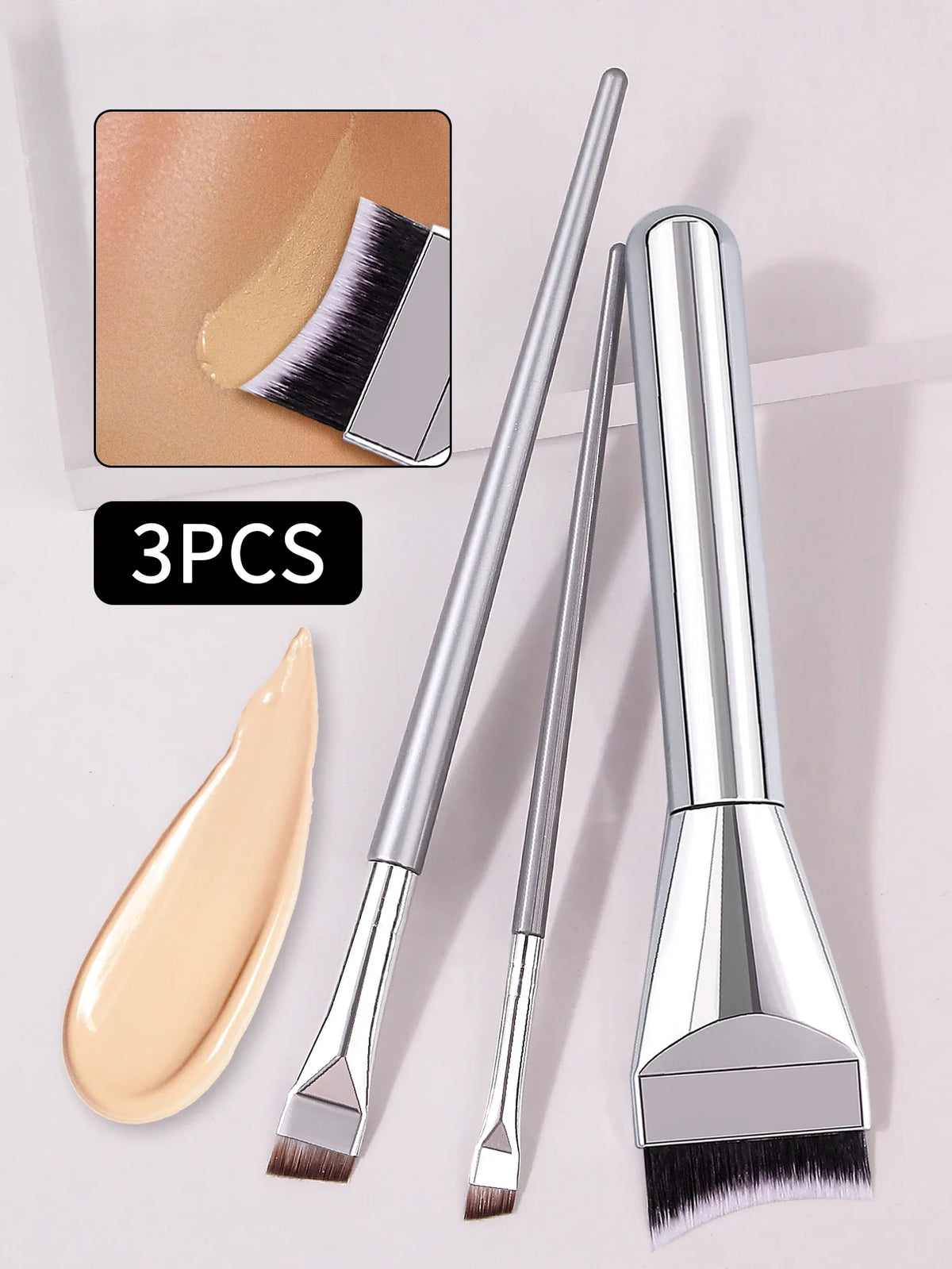 3-Piece Makeup Brush Set – Foundation, Mask & Eyeliner Brushes