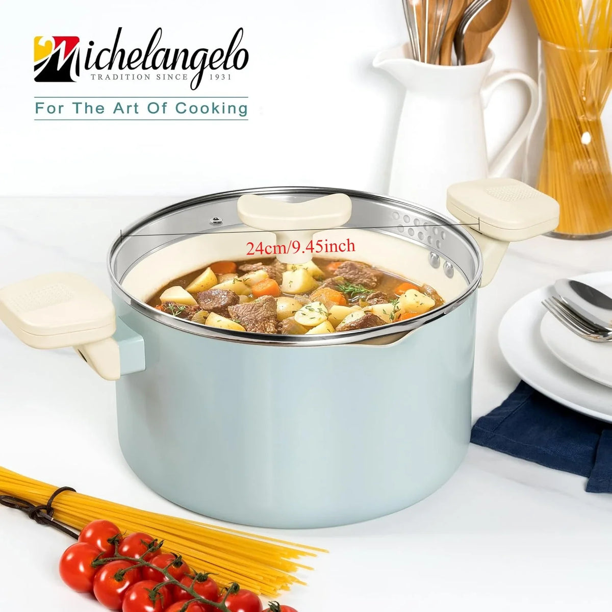 MICHELANGELO 24cm Nonstick Saucepan with Lid | Induction Ready