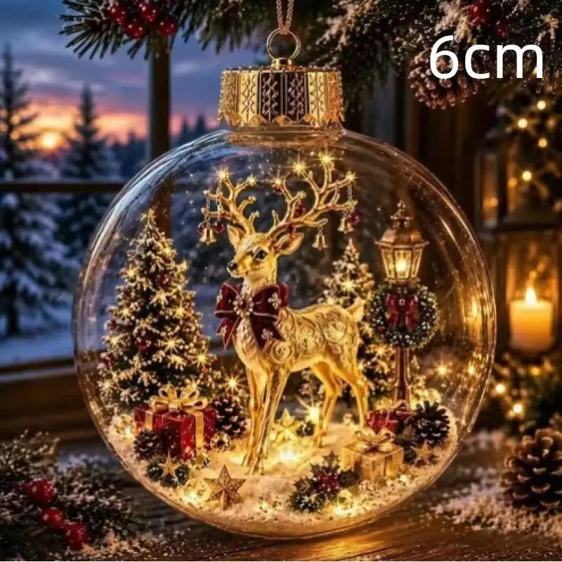 LED Luminous Christmas Crystal Ball Ornament – Santa & Snowman