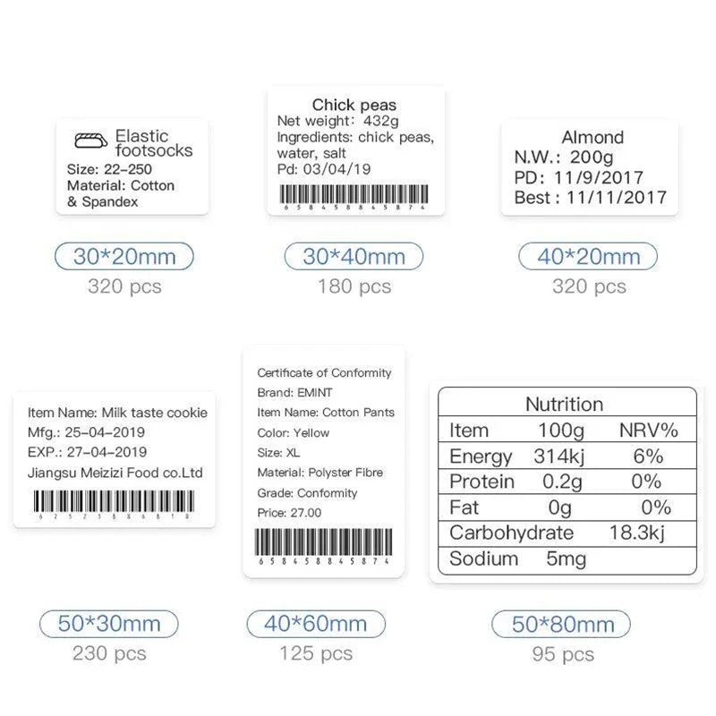 Niimbot White Thermal Label Roll 20–50mm Waterproof | B1 B21 B3S