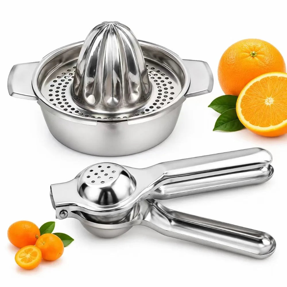 2-Piece Stainless Steel Lemon Squeezer & Citrus Juicer Set